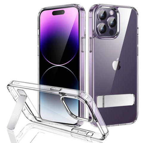 JETech Kickstand Case for iPhone 14 Pro 6.1-Inch, Support Wireless Charging, Slim Shockproof Bumper Phone Cover, 3-Way Metal Stand (Clear) JETech Kickstand Case for iPhone 14 Pro 6.1-Inch, Support Wireless Charging, Slim Shockproof Bumper Phone Cover, 3-Way Metal Stand (Clear)
