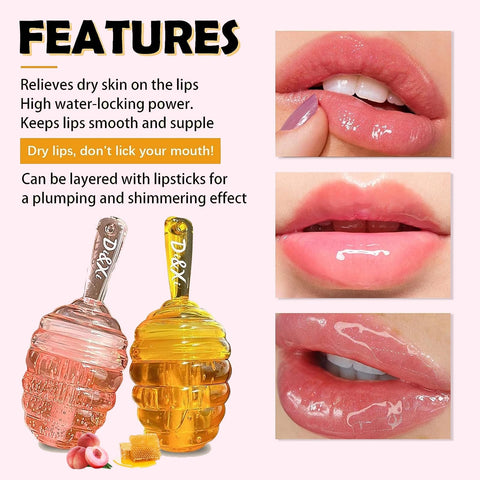 Honey Lip Oil Set, Lip Oil, 2pcs Moisturizing Lip Gloss Gift Set, Lip Oil Gloss Jelly Lip Gloss, Colorless Lip Care Oils For Very Dry Lips, Long Lasting Nourishing Lip Glow Oil Lip Care Products Honey Lip Oil Set, Lip Oil, 2pcs Moisturizing Lip Gloss Gift Set, Lip Oil Gloss Jelly Lip Gloss, Colorless Lip Care Oils For Very Dry Lips, Long Lasting Nourishing Lip Glow Oil Lip Care Products