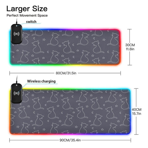 Cat Star Night Wireless Charging Mouse Pad for Mobile Phone Extra Large Gaming Mousepad with 13 Lighting Modes Keyboard Mat for Gaming MacBook PC Laptop Desk Home Office Cat Star Night Wireless Charging Mouse Pad for Mobile Phone Extra Large Gaming Mousepad with 13 Lighting Modes Keyboard Mat for Gaming MacBook PC Laptop Desk Home Office