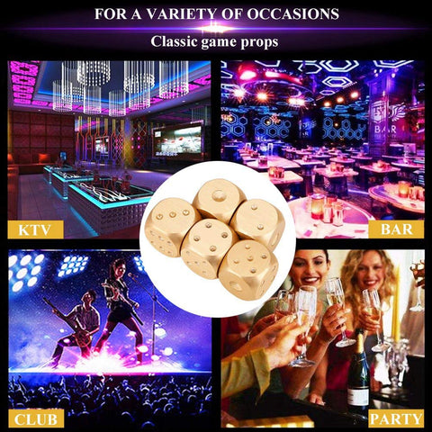 Dice Set with Box, 5pcs Aluminium Alloy Dices Set with Storage Box Suitable for a Variety of Table Games, Poker, Monopoly, etc(Gold-Rectangle-Gold) Dice Set with Box, 5pcs Aluminium Alloy Dices Set with Storage Box Suitable for a Variety of Table Games, Poker, Monopoly, etc(Gold-Rectangle-Gold)