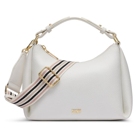 DKNY Top Zip Closure Casual Corssbody, Optic White/Gold DKNY Top Zip Closure Casual Corssbody, Optic White/Gold