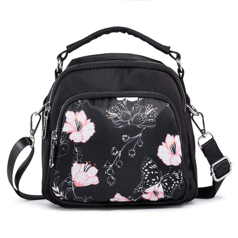 LaRechor Convertible Womens Girls Small Cross Body Shoulder Bag Tote Bag Handbag Mini Backpack with Pockets (Flowers with Butterfly) LaRechor Convertible Womens Girls Small Cross Body Shoulder Bag Tote Bag Handbag Mini Backpack with Pockets (Flowers with Butterfly)