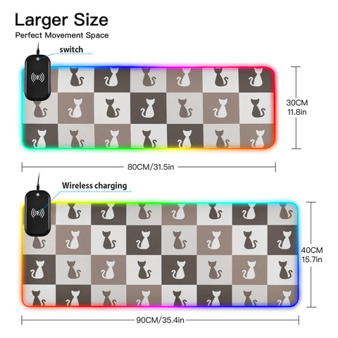 Cats Wireless Charging Mouse Pad for Mobile Phone Extra Large Gaming Mousepad with 13 Lighting Modes Computer Mat for Gaming MacBook PC Laptop Desk Office Home Cats Wireless Charging Mouse Pad for Mobile Phone Extra Large Gaming Mousepad with 13 Lighting Modes Computer Mat for Gaming MacBook PC Laptop Desk Office Home