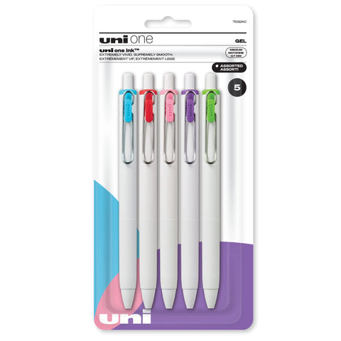 uni-ball one Retractable Gel Pens, Medium Point (0.7mm), Assorted Ink, 5 Pack uni-ball one Retractable Gel Pens, Medium Point (0.7mm), Assorted Ink, 5 Pack