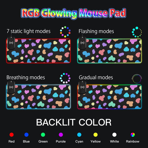 Color Cow Wireless Charging Mouse Pad for Mobile Phone Extra Large Gaming Mousepad with 13 Lighting Modes Extended Desk Mat for Gaming MacBook PC Laptop Desk Home Office Color Cow Wireless Charging Mouse Pad for Mobile Phone Extra Large Gaming Mousepad with 13 Lighting Modes Extended Desk Mat for Gaming MacBook PC Laptop Desk Home Office