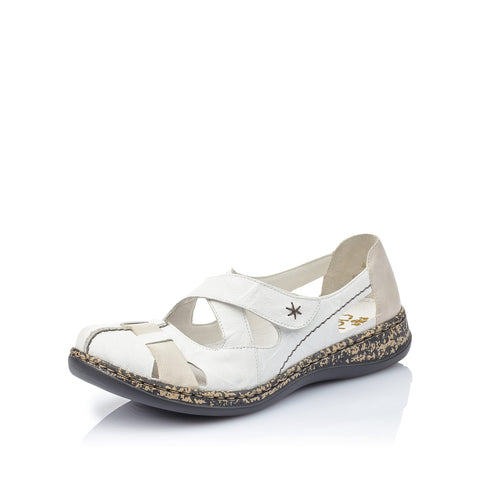 Rieker 46367, Women's Sandals Ballet Flats, Weiß (weiss/grey / 80), 6 UK (39 EU) Rieker 46367, Women's Sandals Ballet Flats, Weiß (weiss/grey / 80), 6 UK (39 EU)