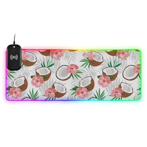 Coconut Piece Palm Leaves Hibiscus Wireless Charging Mouse Pad for Mobile Phone Extra Large Gaming Mousepad with 13 Lighting Modes Keyboard Mat for Gaming MacBook PC Laptop Desk Home Office Coconut Piece Palm Leaves Hibiscus Wireless Charging Mouse Pad for Mobile Phone Extra Large Gaming Mousepad with 13 Lighting Modes Keyboard Mat for Gaming MacBook PC Laptop Desk Home Office