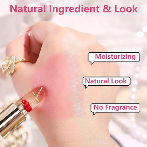 PH Lip Balm, Color Changing Lipstick with Flower, Moisturizing Color Change Lipstick, Natural PH Changing Lipstick, Temperature Color Changing Clear Lipstick, Lipstick for Women Girls PH Lip Balm, Color Changing Lipstick with Flower, Moisturizing Color Change Lipstick, Natural PH Changing Lipstick, Temperature Color Changing Clear Lipstick, Lipstick for Women Girls
