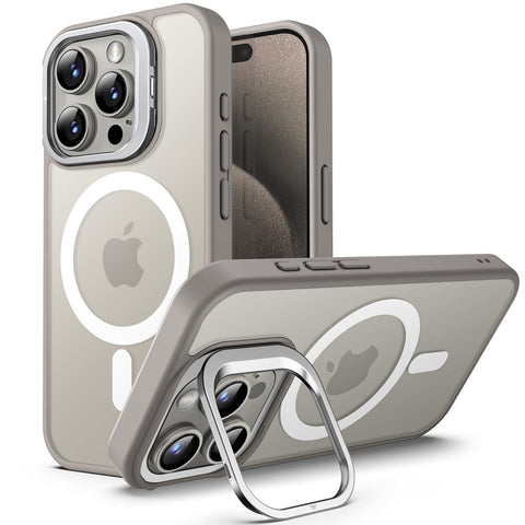 JETech Kickstand Case for iPhone 15 Pro Max 6.7-Inch Compatible with MagSafe, Built-in Adjustable Camera Stand, Translucent Matte Magnetic Back Slim Shockproof Phone Cover (Natural Titanium) JETech Kickstand Case for iPhone 15 Pro Max 6.7-Inch Compatible with MagSafe, Built-in Adjustable Camera Stand, Translucent Matte Magnetic Back Slim Shockproof Phone Cover (Natural Titanium)