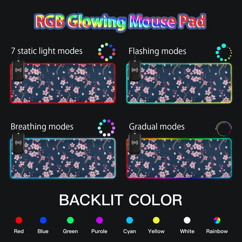 Cherry Blossoms Wireless Charging Mouse Pad for Mobile Phone Extra Large Gaming Mousepad with 13 Lighting Modes Extended Desk Mat for Gaming MacBook PC Laptop Desk Home Office Cherry Blossoms Wireless Charging Mouse Pad for Mobile Phone Extra Large Gaming Mousepad with 13 Lighting Modes Extended Desk Mat for Gaming MacBook PC Laptop Desk Home Office