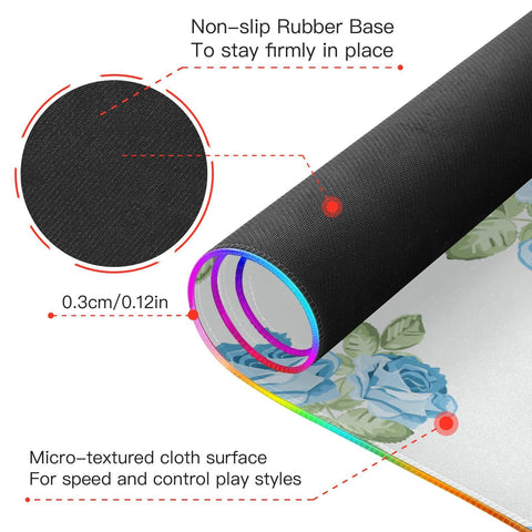 Chic Blue Rose Wireless Charging Mouse Pad for Mobile Phone Extra Large Gaming Mousepad with 13 Lighting Modes Mouse Mat for Gaming MacBook PC Laptop Desk Office Home Chic Blue Rose Wireless Charging Mouse Pad for Mobile Phone Extra Large Gaming Mousepad with 13 Lighting Modes Mouse Mat for Gaming MacBook PC Laptop Desk Office Home