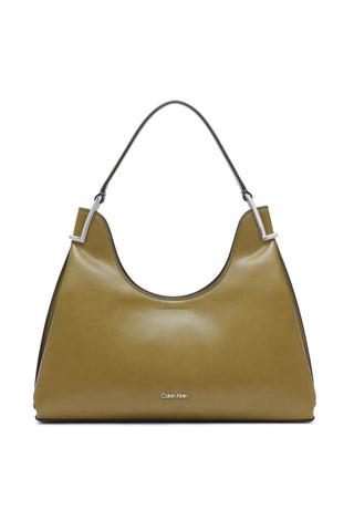 Calvin Klein Women's Falcon Shoulder Bag - Vegan Leather, 2 Pockets, Olive Branch, One Size Calvin Klein Women's Falcon Shoulder Bag - Vegan Leather, 2 Pockets, Olive Branch, One Size