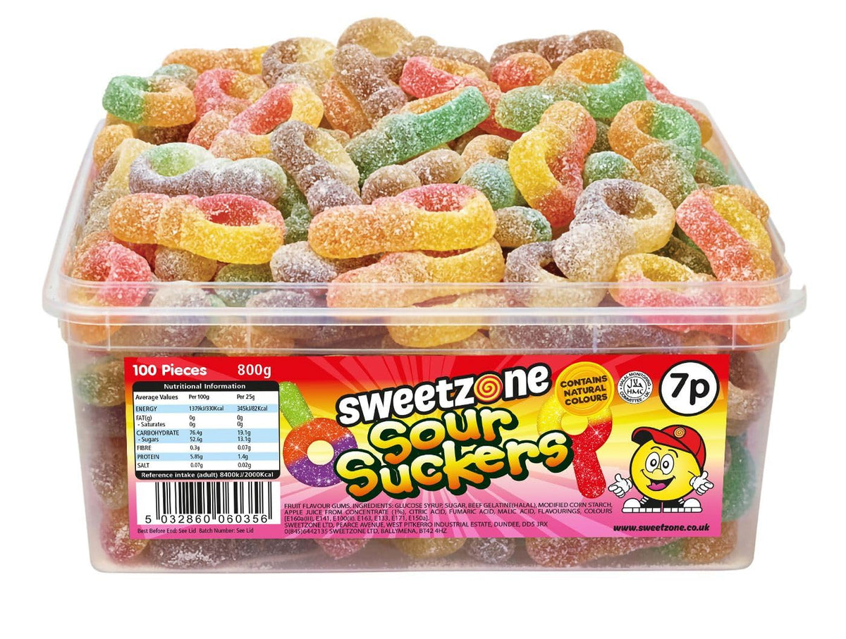 Sweetzone Sour Jelly Suckers 800 g, 100 Pcs Sweets Tub, Halal Sweets, Sour Sweets, Gummy Candy, Jelly Sweets, Gummies Candy, Fizzy Sweets, Tubs of Sweets for Retro Sweets for Your Sweeth Tooth