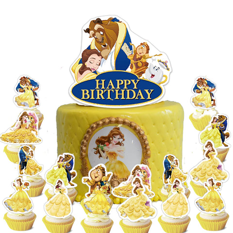 25PCS Beauty and The Beast Cake Decorations, Princess Belle Cupcake Toppers Cake Topper for Girls Kids Birthday Party Supplies 25PCS Beauty and The Beast Cake Decorations, Princess Belle Cupcake Toppers Cake Topper for Girls Kids Birthday Party Supplies
