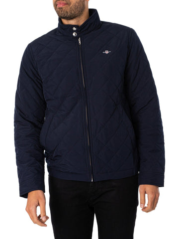 GANT Men's Quilted Windcheater Jacket, Evening Blue, Standard GANT Men's Quilted Windcheater Jacket, Evening Blue, Standard