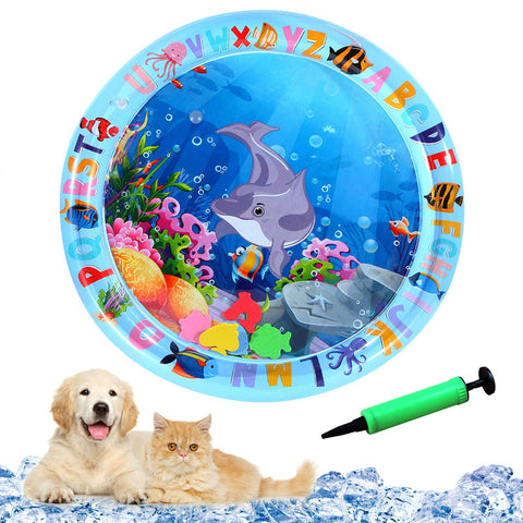 YumSur Sensor Water Playmat, Thickened Water Sensor Play Mat for Cats Dog, Thickened Sensory Water Play Mat for Cats with Fish for Pet Play, Cat Dog Water Sensor Pad Water Playmat with Toy YumSur Sensor Water Playmat, Thickened Water Sensor Play Mat for Cats Dog, Thickened Sensory Water Play Mat for Cats with Fish for Pet Play, Cat Dog Water Sensor Pad Water Playmat with Toy
