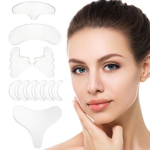 Face and Forehead Wrinkle Patches, 11Pcs Silicone Wrinkle Patches Reusable, Overnight Wrinkle Patches for Forehead, Frown, Smile, Neck Chest Wrinkles, Face Tape for Wrinkles between Eyes & Face Face and Forehead Wrinkle Patches, 11Pcs Silicone Wrinkle Patches Reusable, Overnight Wrinkle Patches for Forehead, Frown, Smile, Neck Chest Wrinkles, Face Tape for Wrinkles between Eyes & Face