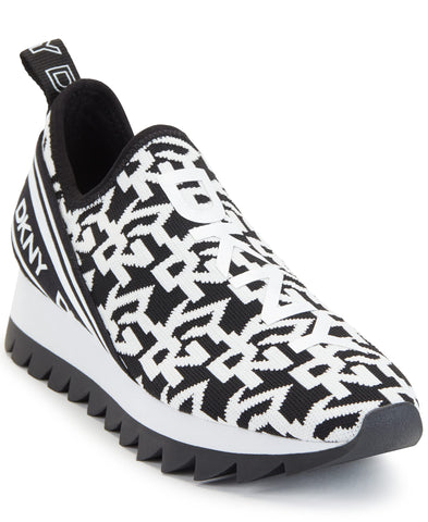 DKNY Women's Lightweight Slip On Fashion Sneaker, Black/White Abbi, 7 DKNY Women's Lightweight Slip On Fashion Sneaker, Black/White Abbi, 7