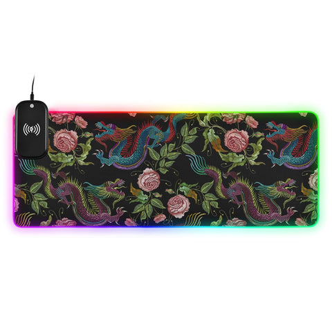 Chinese Dragons Peonies Wireless Charging Mouse Pad for Mobile Phone Extra Large Gaming Mousepad with 13 Lighting Modes Computer Mat for Gaming MacBook PC Laptop Desk Office Home Chinese Dragons Peonies Wireless Charging Mouse Pad for Mobile Phone Extra Large Gaming Mousepad with 13 Lighting Modes Computer Mat for Gaming MacBook PC Laptop Desk Office Home