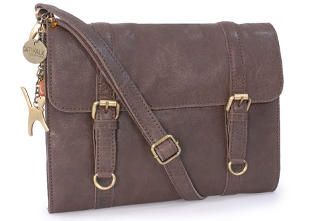 Catwalk Collection Handbags - Womens Medium Leather Cross Body Bag/Shoulder Bag with Long Adjustable Strap - AMY - Brown Catwalk Collection Handbags - Womens Medium Leather Cross Body Bag/Shoulder Bag with Long Adjustable Strap - AMY - Brown