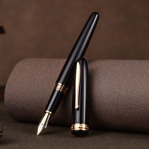 Hongdian 1841 Fountain Pen Extra Fine Nib Black Resin Classic Writing Instrument with Metal Pen Case Hongdian 1841 Fountain Pen Extra Fine Nib Black Resin Classic Writing Instrument with Metal Pen Case