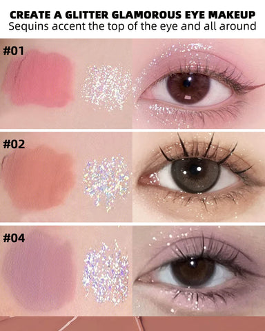 Liquid Glitter Matte Eyeshadow, Shimmer Eyeliner and Matte Cream Eyeshadow 2 in 1 Kit-3 Pcs High Pigmented Eyeshadow, Long Lasting Korean Shimmer Matte Eyeshadow Eye Makeup, Christmas Gift for Women-A Liquid Glitter Matte Eyeshadow, Shimmer Eyeliner and Matte Cream Eyeshadow 2 in 1 Kit-3 Pcs High Pigmented Eyeshadow, Long Lasting Korean Shimmer Matte Eyeshadow Eye Makeup, Christmas Gift for Women-A