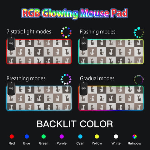 Cats Wireless Charging Mouse Pad for Mobile Phone Extra Large Gaming Mousepad with 13 Lighting Modes Computer Mat for Gaming MacBook PC Laptop Desk Office Home Cats Wireless Charging Mouse Pad for Mobile Phone Extra Large Gaming Mousepad with 13 Lighting Modes Computer Mat for Gaming MacBook PC Laptop Desk Office Home