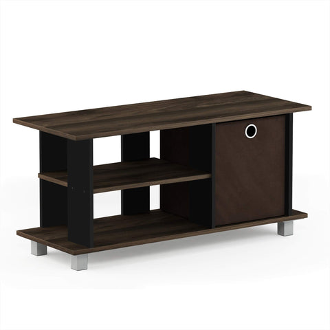 FURINNO Simplistic Entertainment TV Stand with Storage Bin, Columbia Walnut/Dark Brown FURINNO Simplistic Entertainment TV Stand with Storage Bin, Columbia Walnut/Dark Brown