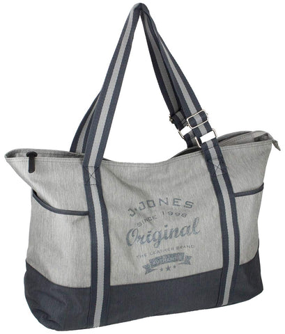 J JONES JENNIFER JONES Large Shopper XXL Handbag Made of Canvas Shoulder Bag Sports Bag Leisure Bag with Zip, gray, XXL J JONES JENNIFER JONES Large Shopper XXL Handbag Made of Canvas Shoulder Bag Sports Bag Leisure Bag with Zip, gray, XXL