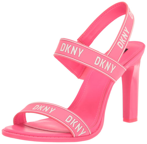 DKNY Women's Logo Slingback Open Toe Heel Heeled Sandal, Fuschia/WHT, 7.5 DKNY Women's Logo Slingback Open Toe Heel Heeled Sandal, Fuschia/WHT, 7.5