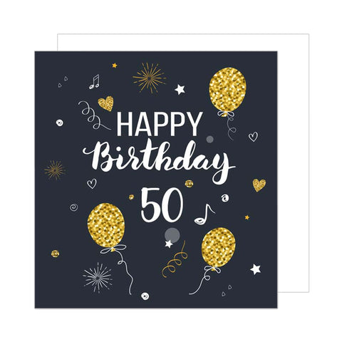 Edition Seidel Premium Square 50th Birthday Card with Envelope Greeting Happy Birthday For Him Her Friend Mum Dad Wife Husband Partner Fifties Gold Elegant (GZQ100-50) Edition Seidel Premium Square 50th Birthday Card with Envelope Greeting Happy Birthday For Him Her Friend Mum Dad Wife Husband Partner Fifties Gold Elegant (GZQ100-50)
