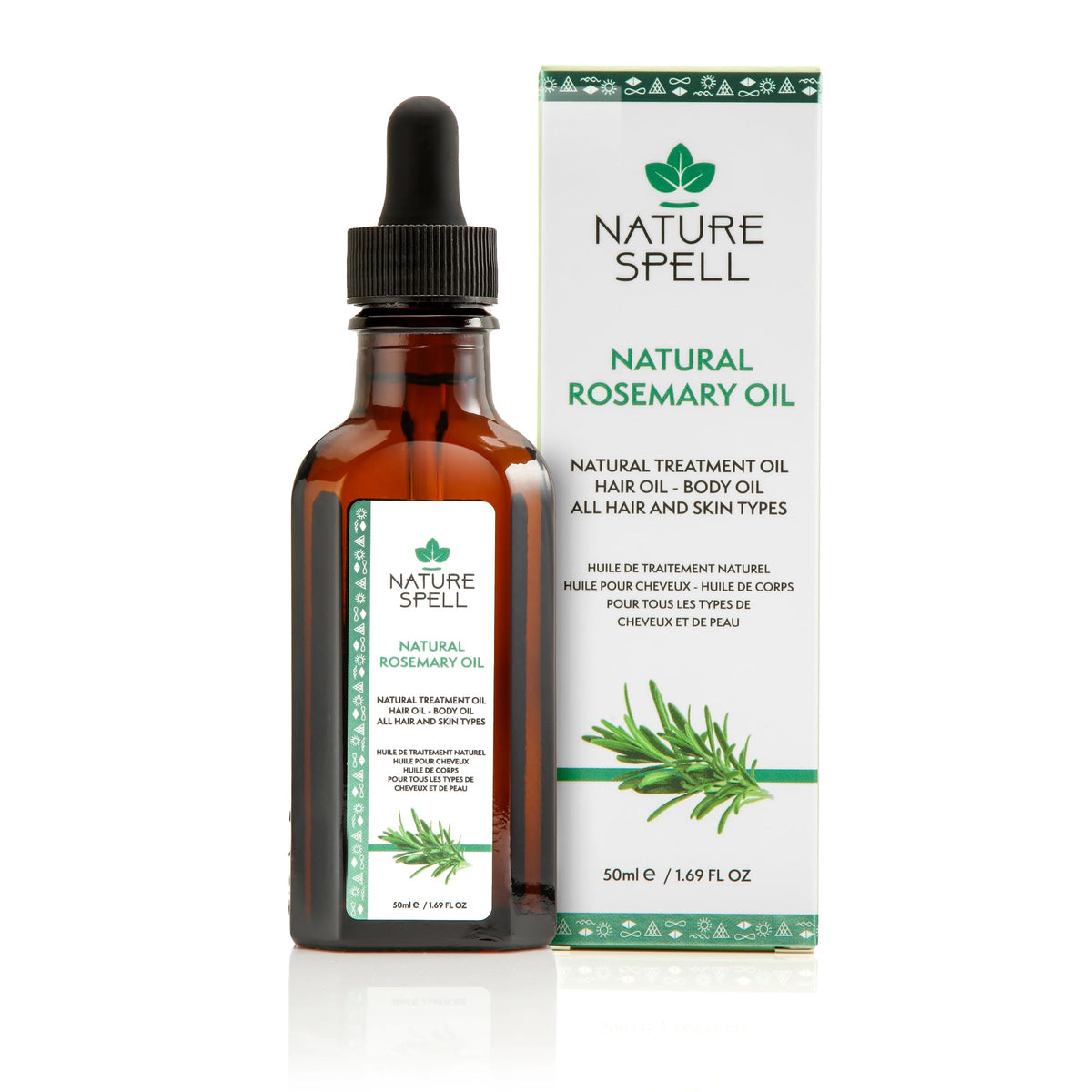 Nature Spell Rosemary Oil for Hair Travel Size 50ml with Pipette - Rosemary Oil for Hair Growth - Treat Dry Damaged Hair to Target Hair Loss - Pre-Diluted - Made in the UK