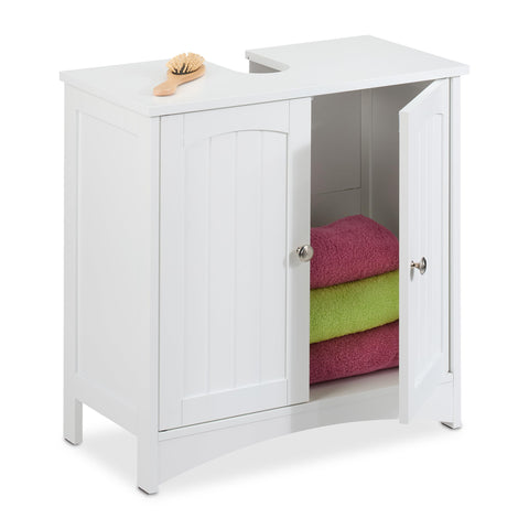 Relaxdays HLP Under-Sink Cabinet, 60 x 60 x 31 cm, Under Sink Cabinet, Bathroom Sink Cabinet, MDF White, Wood Fibre Relaxdays HLP Under-Sink Cabinet, 60 x 60 x 31 cm, Under Sink Cabinet, Bathroom Sink Cabinet, MDF White, Wood Fibre