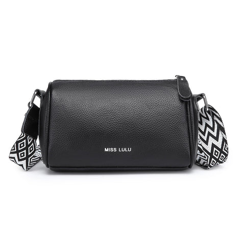 Miss Lulu Cross Body Bag Women Genuine Leather Shoulder Bags with Adjustable Wide Strap Fashion Ladies Handbag (Black) Miss Lulu Cross Body Bag Women Genuine Leather Shoulder Bags with Adjustable Wide Strap Fashion Ladies Handbag (Black)