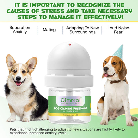 Dog Calming Pheromone Diffuser Kit, Dog Pheromone Diffuser, Effectively Relieve Anxiety Stress Dog Calming Diffuser Comfort for Dogs, Reduce Stress, Antiety, and Tension ( 30-Days Diffuser & Refill )