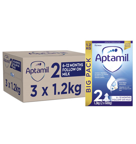 Aptamil 2 Follow On Baby Milk Powder, 6-12 Months, 1.2K (Pack of 3) Aptamil 2 Follow On Baby Milk Powder, 6-12 Months, 1.2K (Pack of 3)