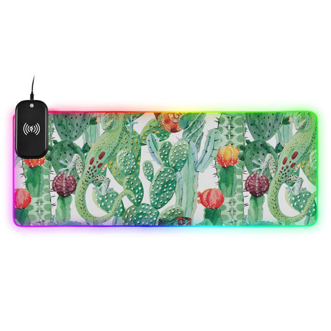 Chameleon Cactus Wireless Charging Mouse Pad for Mobile Phone Extra Large Gaming Mousepad with 13 Lighting Modes Computer Mat for Gaming MacBook PC Laptop Desk Office Home Chameleon Cactus Wireless Charging Mouse Pad for Mobile Phone Extra Large Gaming Mousepad with 13 Lighting Modes Computer Mat for Gaming MacBook PC Laptop Desk Office Home