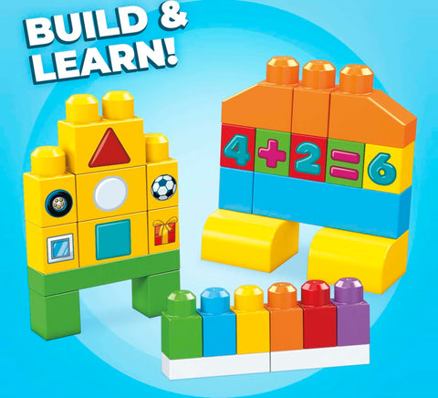 MEGA BLOKS 150 Toddlers Blocks Learning Toy Building Set, Let's Get Learning! For Toddlers 1-3 MEGA BLOKS 150 Toddlers Blocks Learning Toy Building Set, Let's Get Learning! For Toddlers 1-3