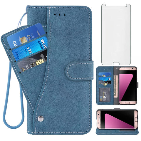 Asuwish Compatible with Samsung Galaxy S7 Wallet Case and Tempered Glass Screen Protector Flip Credit Card Holder Stand Kickstand Cell Phone Cover for Glaxay S 7 7s GS7 SM-G930V G930A Women Men Blue Asuwish Compatible with Samsung Galaxy S7 Wallet Case and Tempered Glass Screen Protector Flip Credit Card Holder Stand Kickstand Cell Phone Cover for Glaxay S 7 7s GS7 SM-G930V G930A Women Men Blue