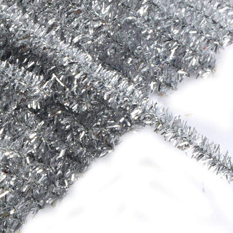 100pcs Pipe Cleaners Chenille Stems for DIY Art Supplies Craft Projects 6mmx30cm Christmas Pipe Cleaners Decoration, Glitter Silver 100pcs Pipe Cleaners Chenille Stems for DIY Art Supplies Craft Projects 6mmx30cm Christmas Pipe Cleaners Decoration, Glitter Silver