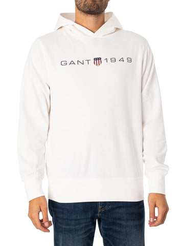 GANT Men's Printed Graphic Hoodie Hooded Sweatshirt, Eggshell, M GANT Men's Printed Graphic Hoodie Hooded Sweatshirt, Eggshell, M