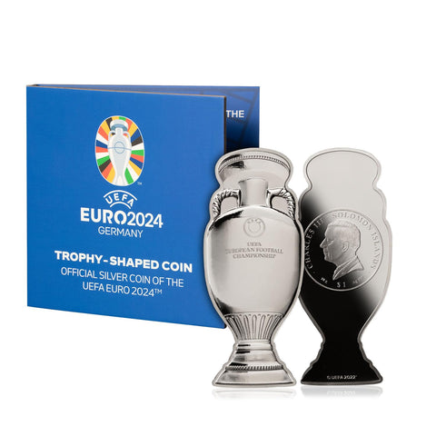 EURO 2024 Silver Shaped Trophy Coin Football Tournament Commemorative Collectible EURO 2024 Silver Shaped Trophy Coin Football Tournament Commemorative Collectible