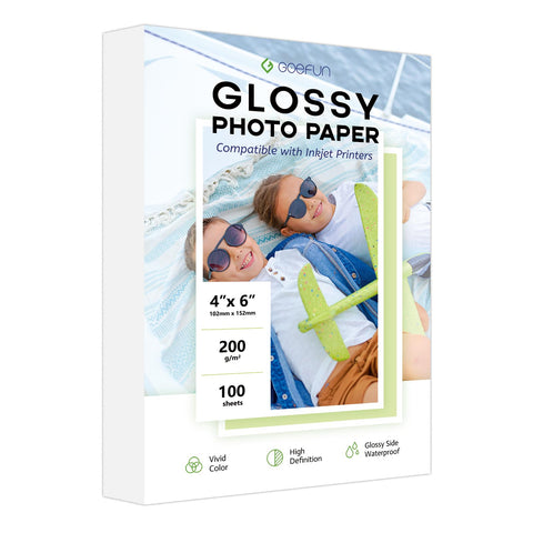 4x6 Photo Paper, Goefun Glossy Photo Paper 4x6 Inkjet Photo Printer Paper 100 Sheet, 200GSM Thick Photo Paper for Dye Ink 4x6 Photo Paper, Goefun Glossy Photo Paper 4x6 Inkjet Photo Printer Paper 100 Sheet, 200GSM Thick Photo Paper for Dye Ink