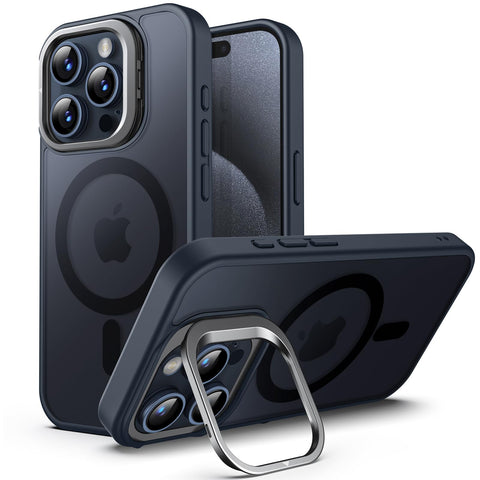 JETech Kickstand Case for iPhone 15 Pro Max 6.7-Inch Compatible with MagSafe, Built-in Adjustable Camera Stand, Translucent Matte Magnetic Back Slim Shockproof Phone Cover (Blue Titanium) JETech Kickstand Case for iPhone 15 Pro Max 6.7-Inch Compatible with MagSafe, Built-in Adjustable Camera Stand, Translucent Matte Magnetic Back Slim Shockproof Phone Cover (Blue Titanium)