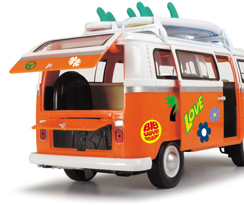 DICKIE TOYS 203776001 Retro VW Surfer Camper Van with Friction Drive 32 Centimetre Scale 1:14