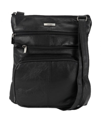 Ladies / Womens Super Soft Leather Shoulder / Cross Body Bag with Multiple Pockets (Black) Ladies / Womens Super Soft Leather Shoulder / Cross Body Bag with Multiple Pockets (Black)