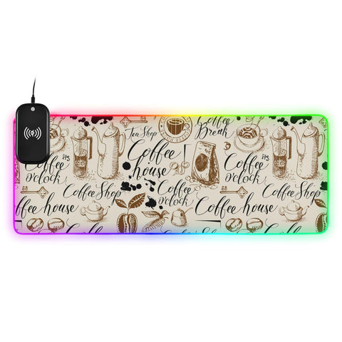 Coffee Wireless Charging Mouse Pad for Mobile Phone Extra Large Gaming Mousepad with 13 Lighting Modes Extended Mat for Gaming MacBook PC Laptop Home Office Coffee Wireless Charging Mouse Pad for Mobile Phone Extra Large Gaming Mousepad with 13 Lighting Modes Extended Mat for Gaming MacBook PC Laptop Home Office