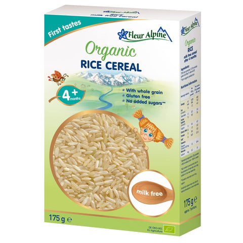 FLEUR ALPINE Organic Rice Baby Cereal Dairy Free - Baby Porridge for Deliciously Smooth Breakfast Meals | Nutritious and Easy To Make Gluten Free Cereal 4+ Months with No Added Sugars | 7 Servings FLEUR ALPINE Organic Rice Baby Cereal Dairy Free - Baby Porridge for Deliciously Smooth Breakfast Meals | Nutritious and Easy To Make Gluten Free Cereal 4+ Months with No Added Sugars | 7 Servings