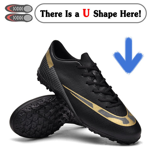 Topwolve Football Boots Mens Astro Turf Trainers Outdoor Football Shoes Professional Athletics Sneakers Teens Training Soccer Shoes,Black,10.5 UK