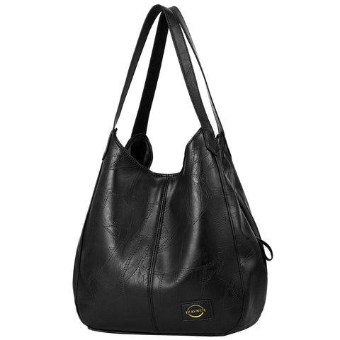 I IHAYNER Soft Vegan Leather Bags Large Capacity Handbag Multiple Pocket Tote Work Bag Shoulder Bags for Women -Black I IHAYNER Soft Vegan Leather Bags Large Capacity Handbag Multiple Pocket Tote Work Bag Shoulder Bags for Women -Black